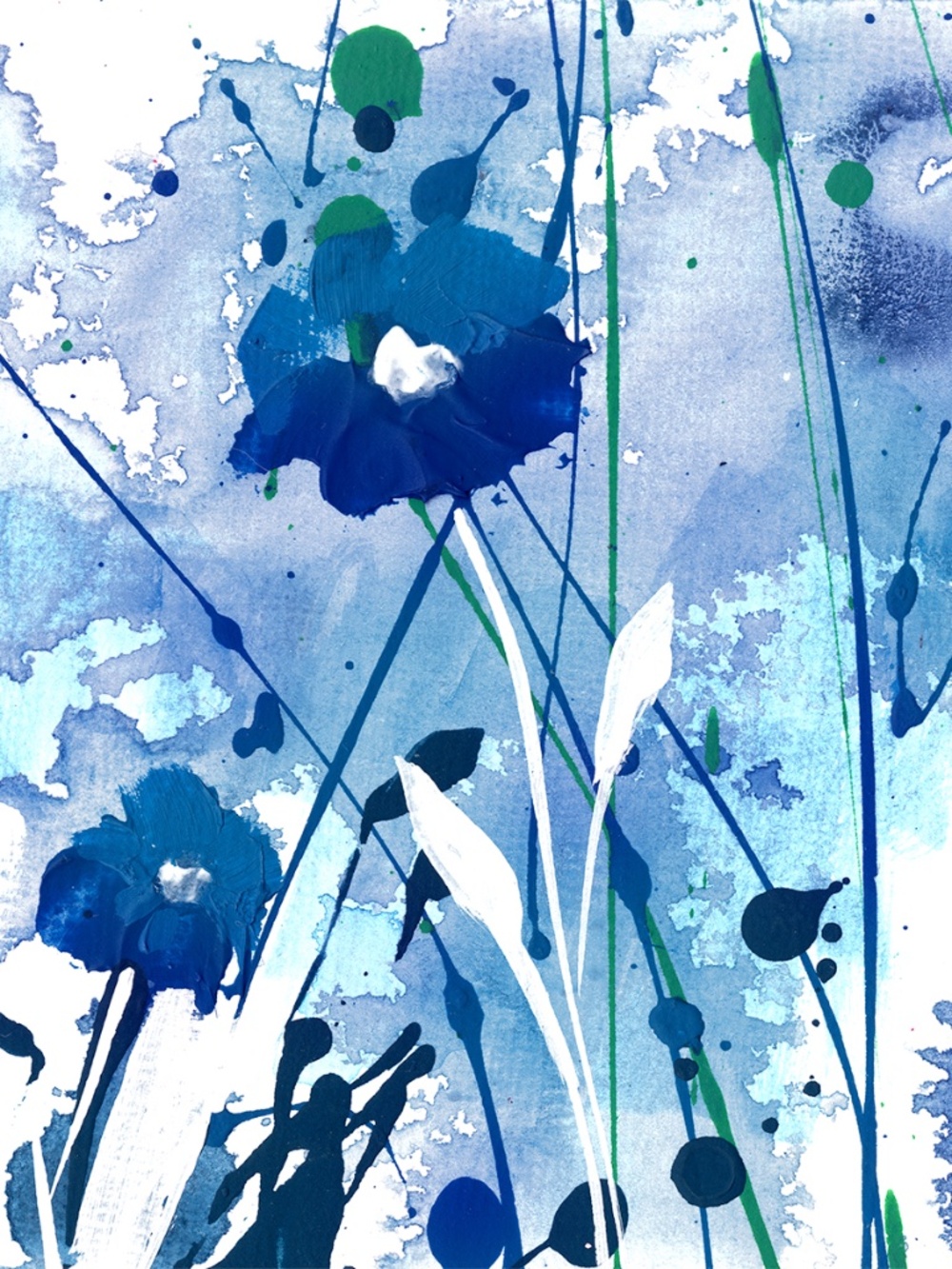Original Acrylic Floral Paintings on art panel - Dreaming In Blue 4